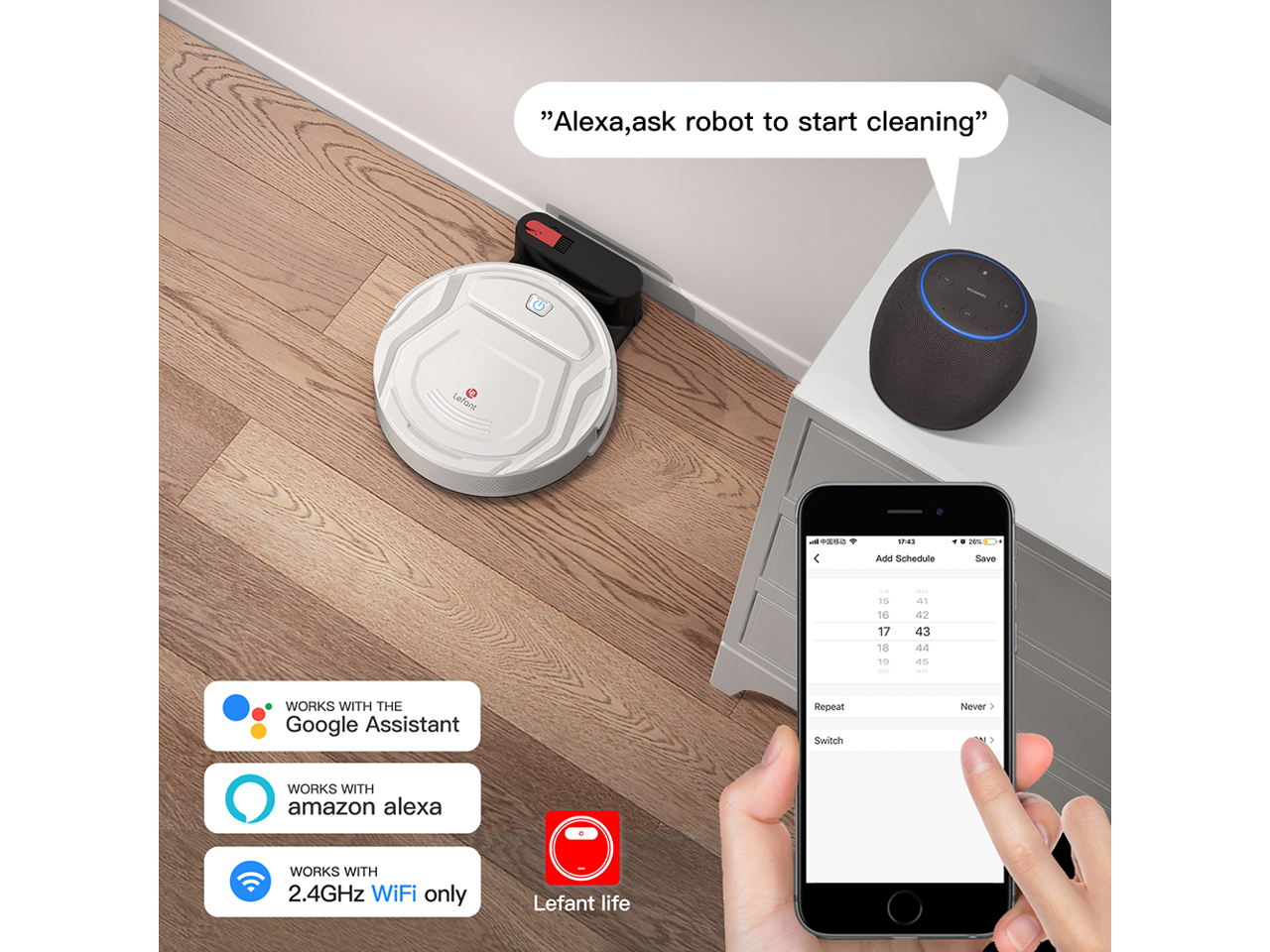 Lefant M210 Robot Vacuum Cleaner - 2600 mAh Battery - Compatible with