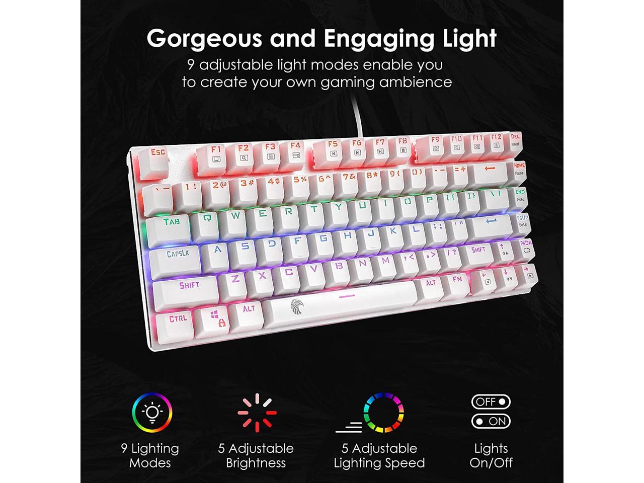 E-Yooso Z-88 Wired Mechanical Gaming Keyboard, Rainbow LED Backlit, 60% ...