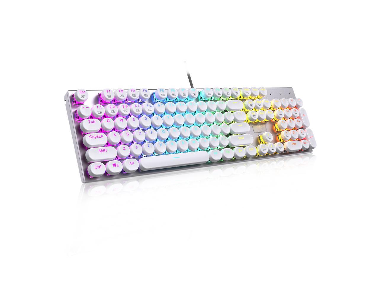 E-yooso K600 Retro Mechanical Gaming Keyboard 104 Key LED Backlit Keyboard Blue for sale online 