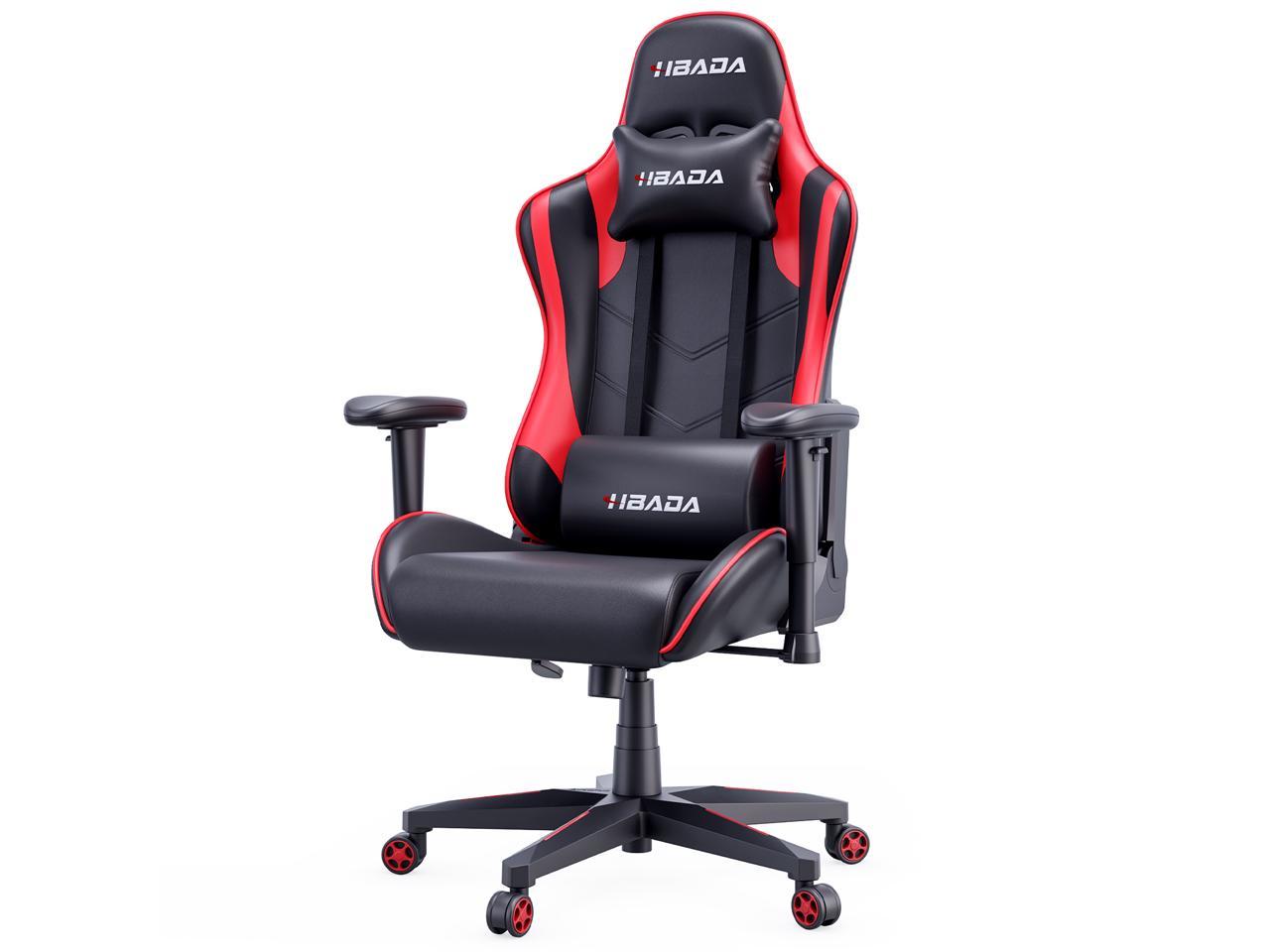 Hbada Gaming Chair Racing Style Ergonomic High Back Computer Chair with Height Adjustment, Headrest, and Lumbar Support E-Sports Swivel Chair, Red