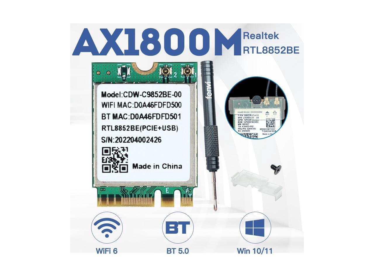 Wifi 6 realtek rtl8852be network card 1800mbps bt 5 0 dual band