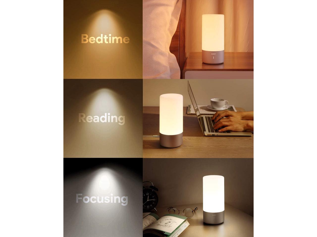 AUKEY Table Lamp Touch Sensor Bedside Lamp Color Changing ...
