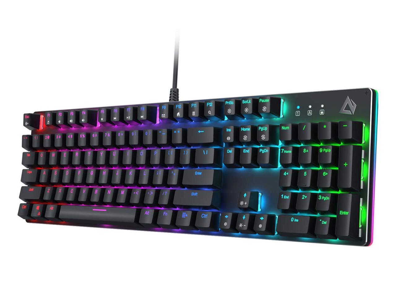 AUKEY Gaming Keyboard LED Colorful Backlit Gaming Keyboard Wired 104 Key 