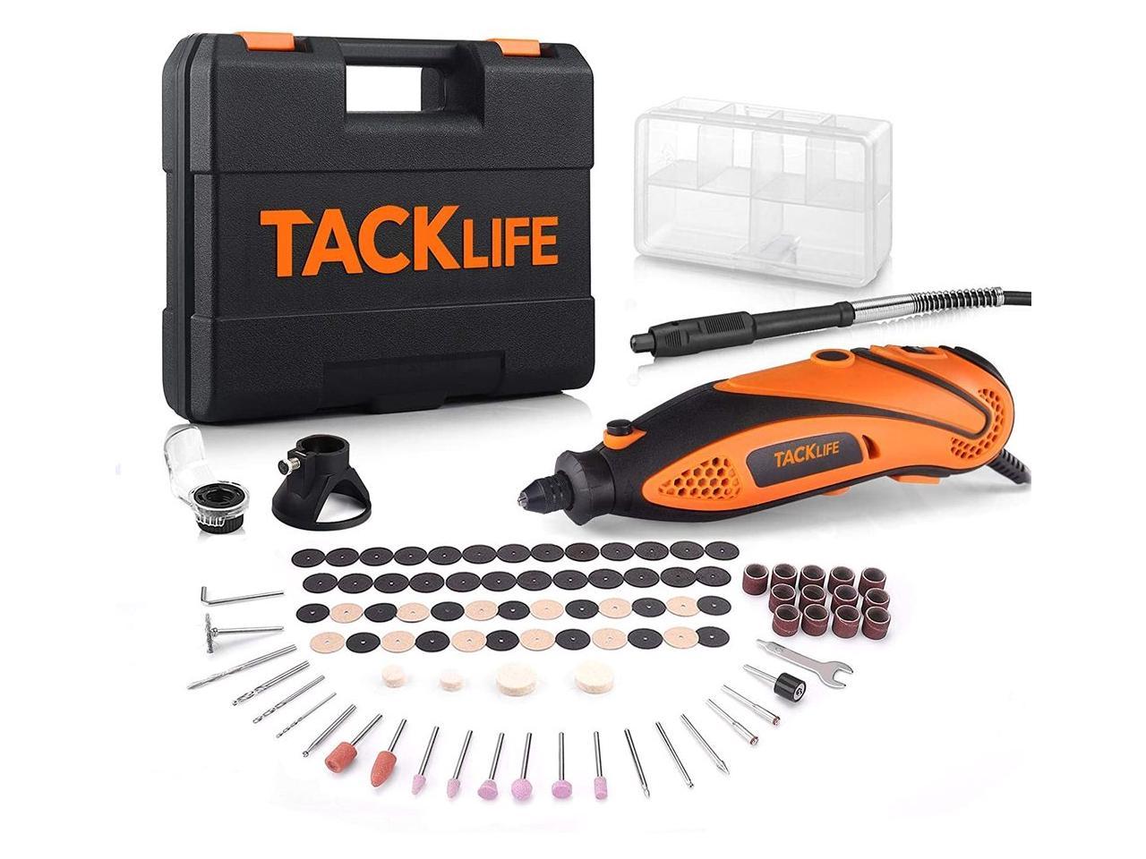 Carrying Case Rotary Tool Kit 1.8 Amp 63 Accessories Multi-Functional for Around-The-House and Crafting Projects 3 Attachments RTD36AC TACKLIFE Variable Speed with Upgraded Flex Shaft 