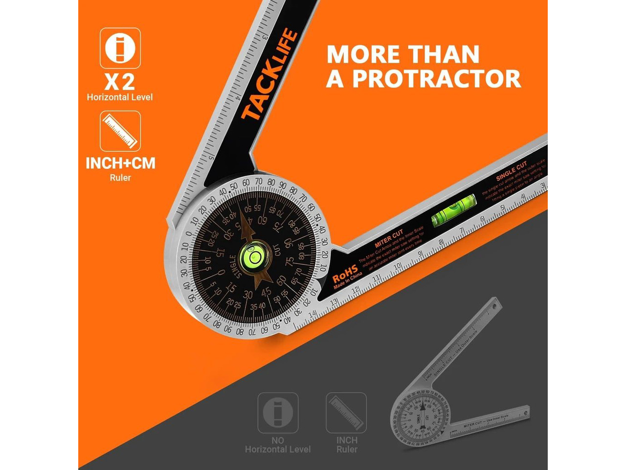 TACKLIFE Miter Saw Protractor, Angle Finder, 0-7 Inch, High Precision