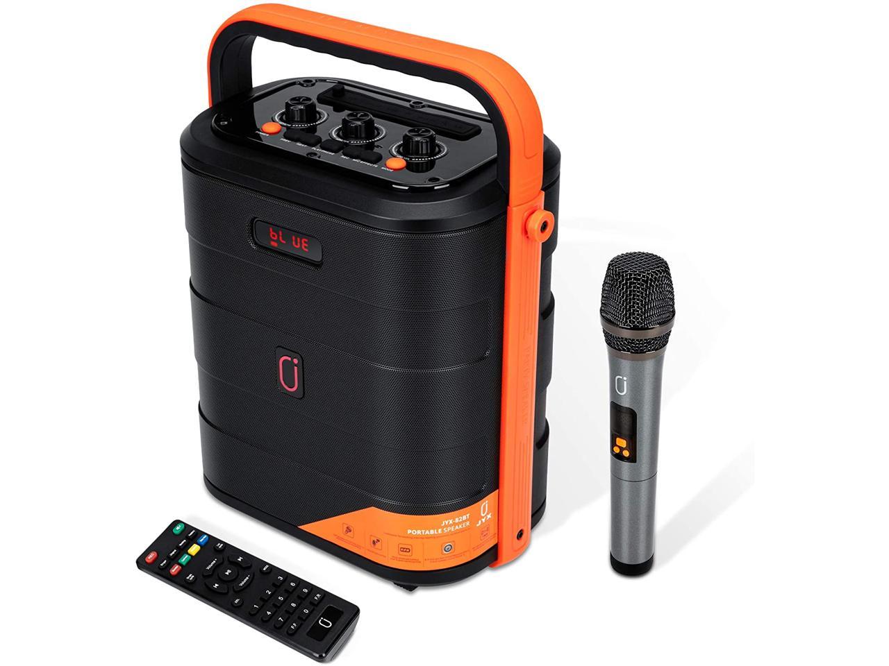 JYX Karaoke Machine, Rechargeable PA System with Microphone, Portable  Bluetooth Microphone Karaoke Speaker with Remote Control, FM Radio, REC, 