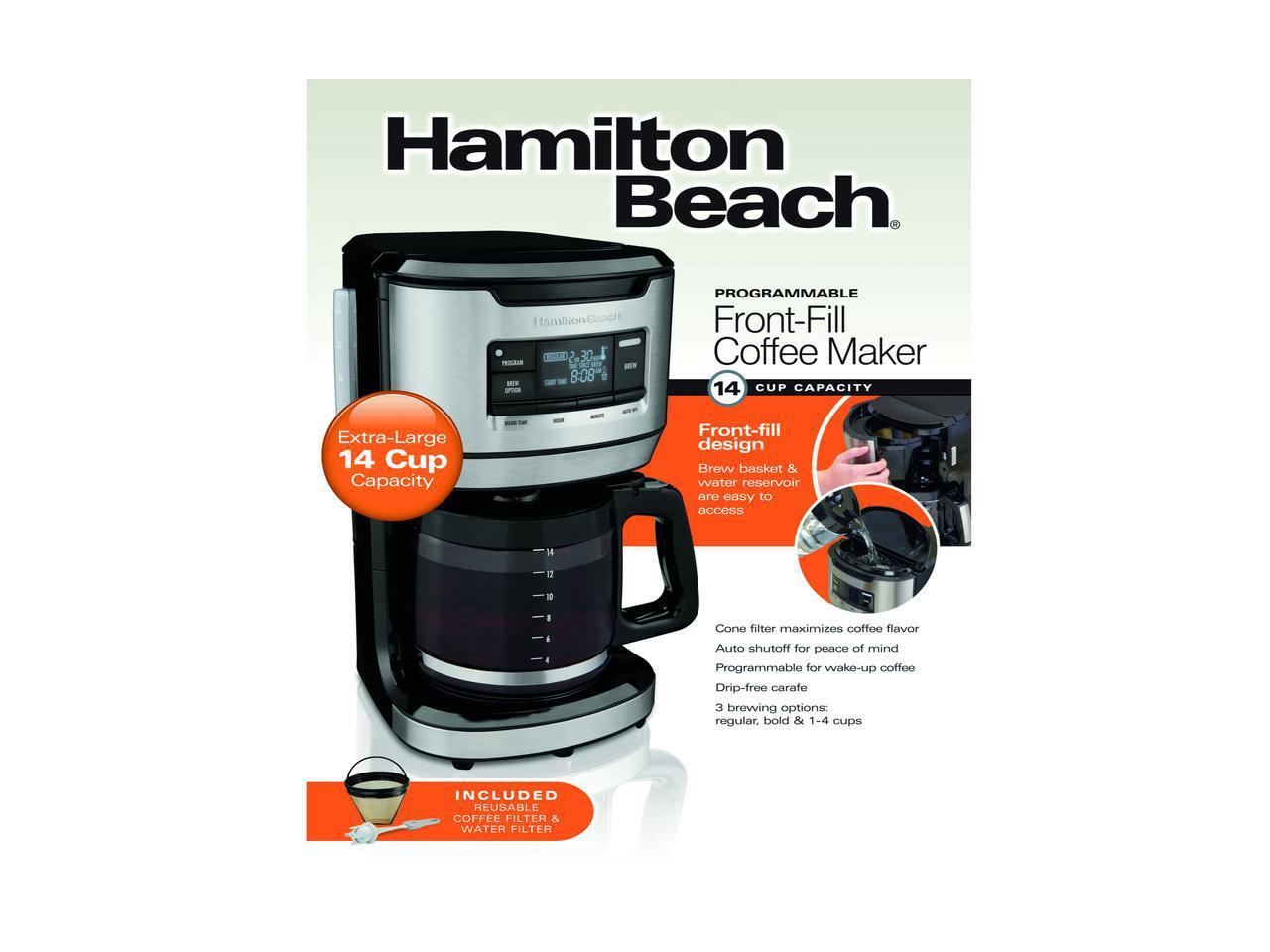 Hamilton Beach Coffee Maker, Front-Fill, Programmable, 14 Cup Capacity