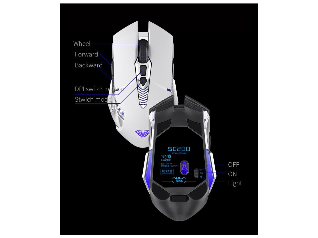 Aula Sc200 Bluetooth Gaming Mouse Rechargeable Built In 800mah Battery