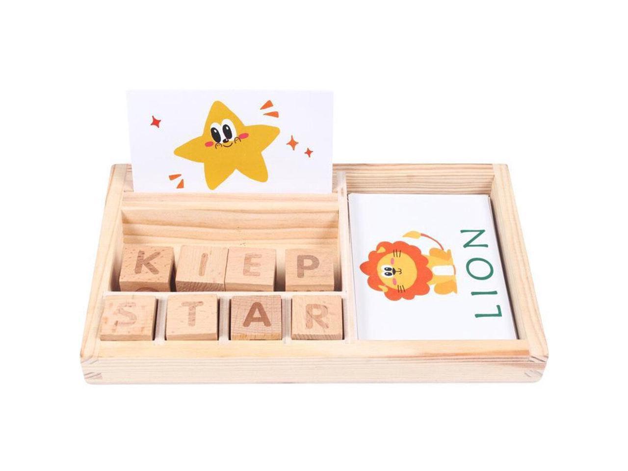 3-in-1 Spell Learning Game Children Educational Toys Wooden Alphabet blocks Kids 