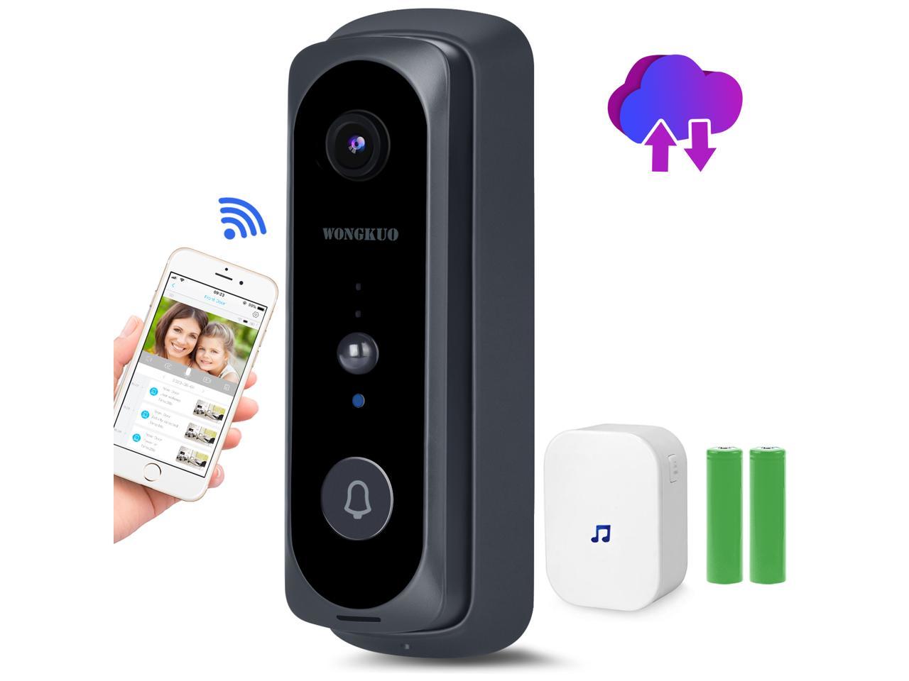 WiFi Smart Security Doorbell Black Wireless Video Doorbell Read Data On Phone,1080P IR Night Vision Camera