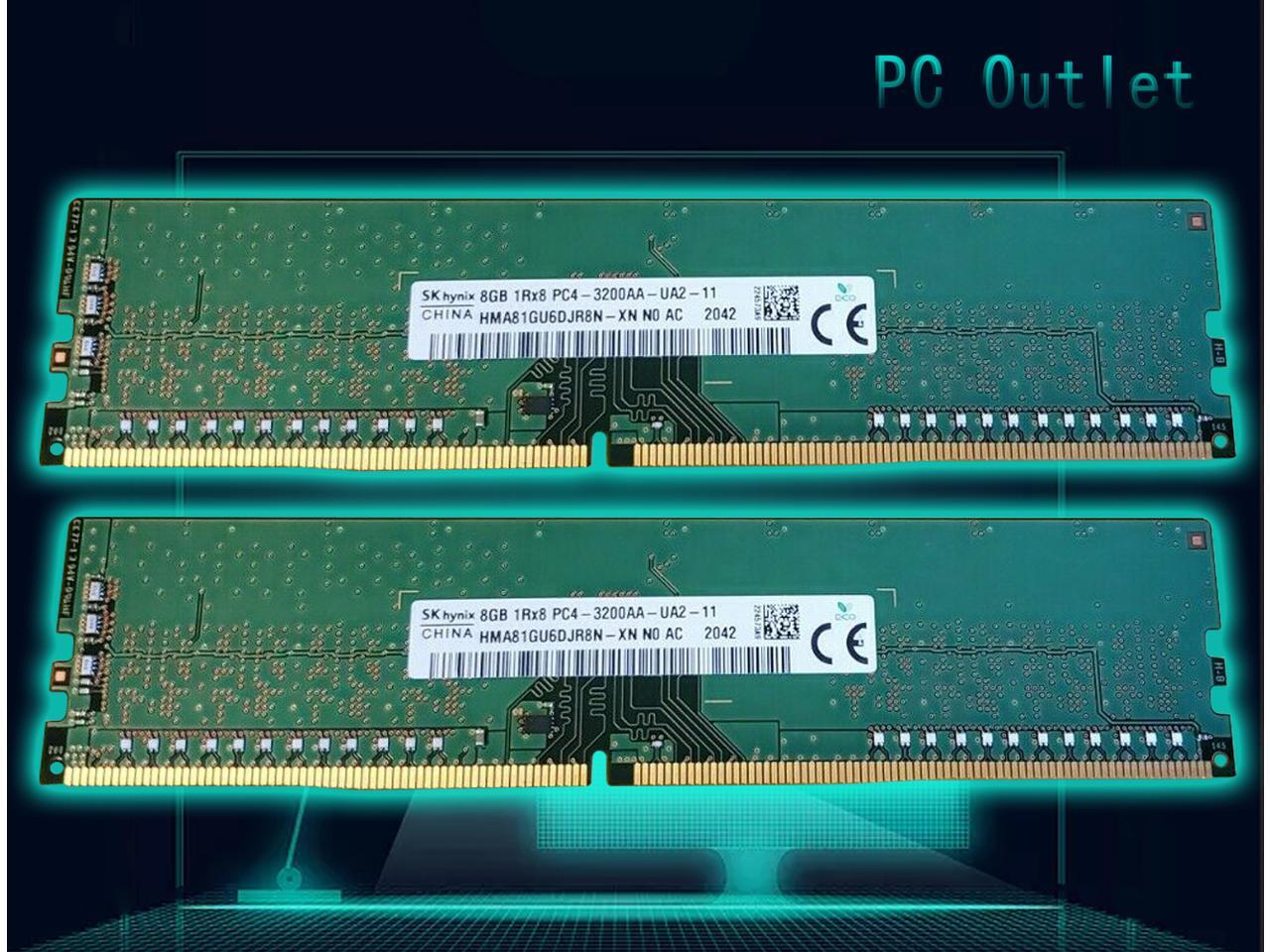 Hynix 16GB(2X8GB) PC3200 DDR4-25600Hmz UDIMM HMA81GU6DJR8N-XN Non ECC ...
