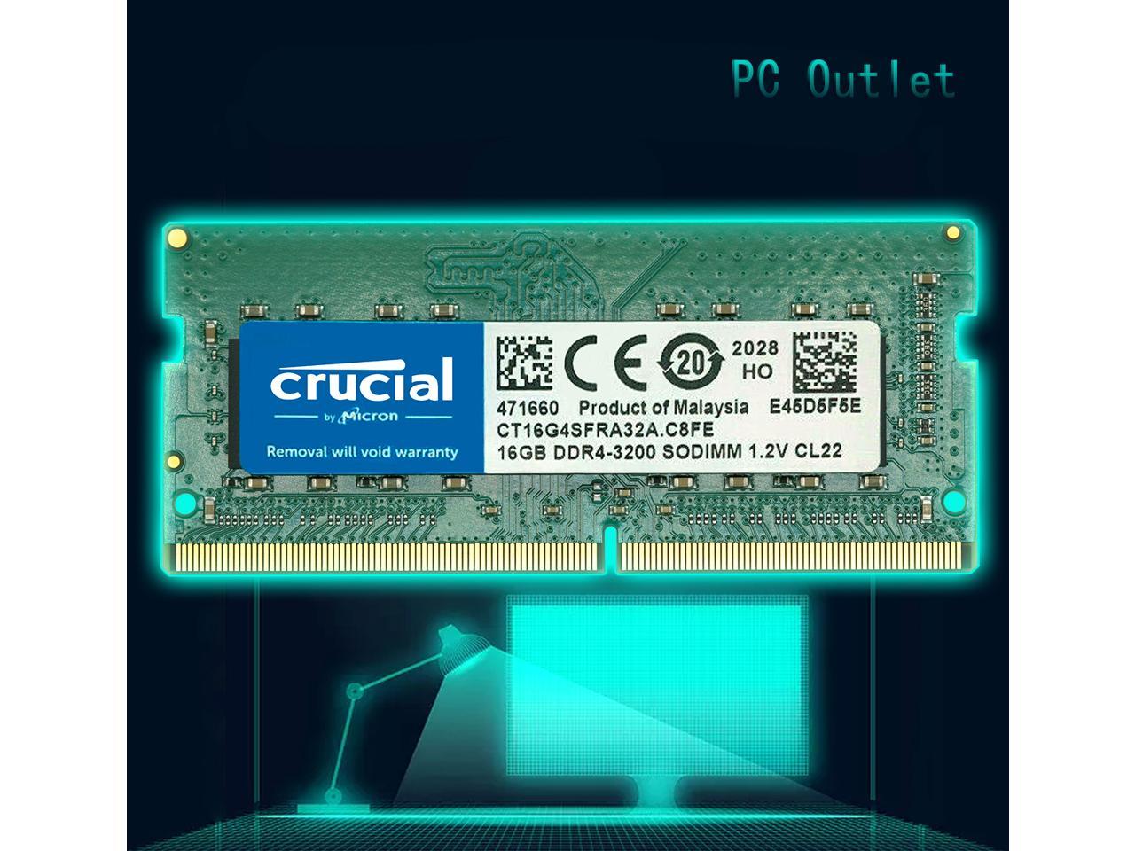 16GB (1 x 16GB) Crucial DDR4 3200MHz RAM PC4-25600 CL22 1.2V SODIMM Laptop  Memory CT16G4SFRA32A.C8FE