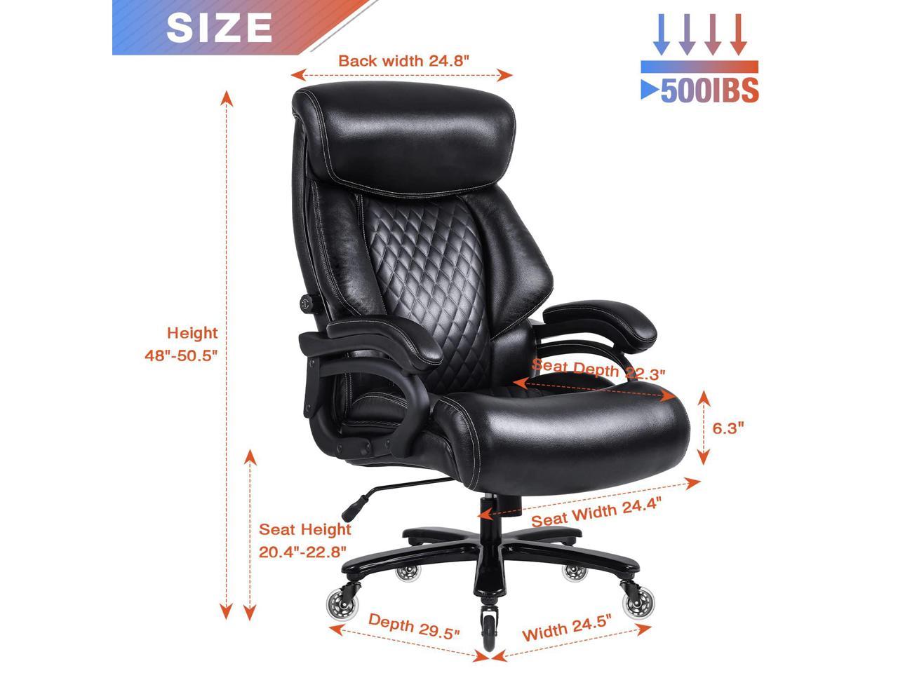 Big and Tall Office Chair 500lbs with Quiet Rubber Wheels,High Back ...