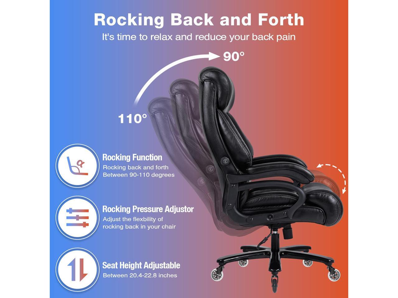 Big and Tall Office Chair 500lbs with Quiet Rubber Wheels,High Back