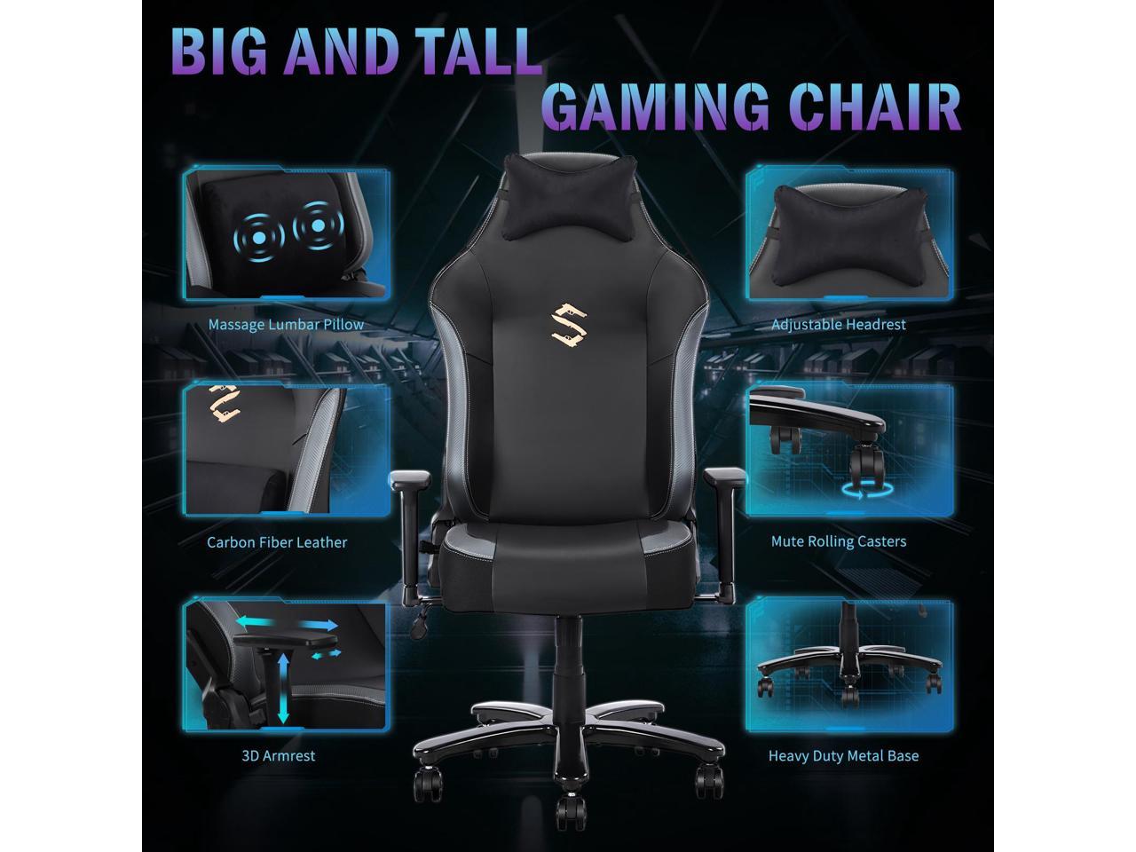 FANTASYLAB Big And Tall 400lb Massage Memory Foam Gaming Chair ...