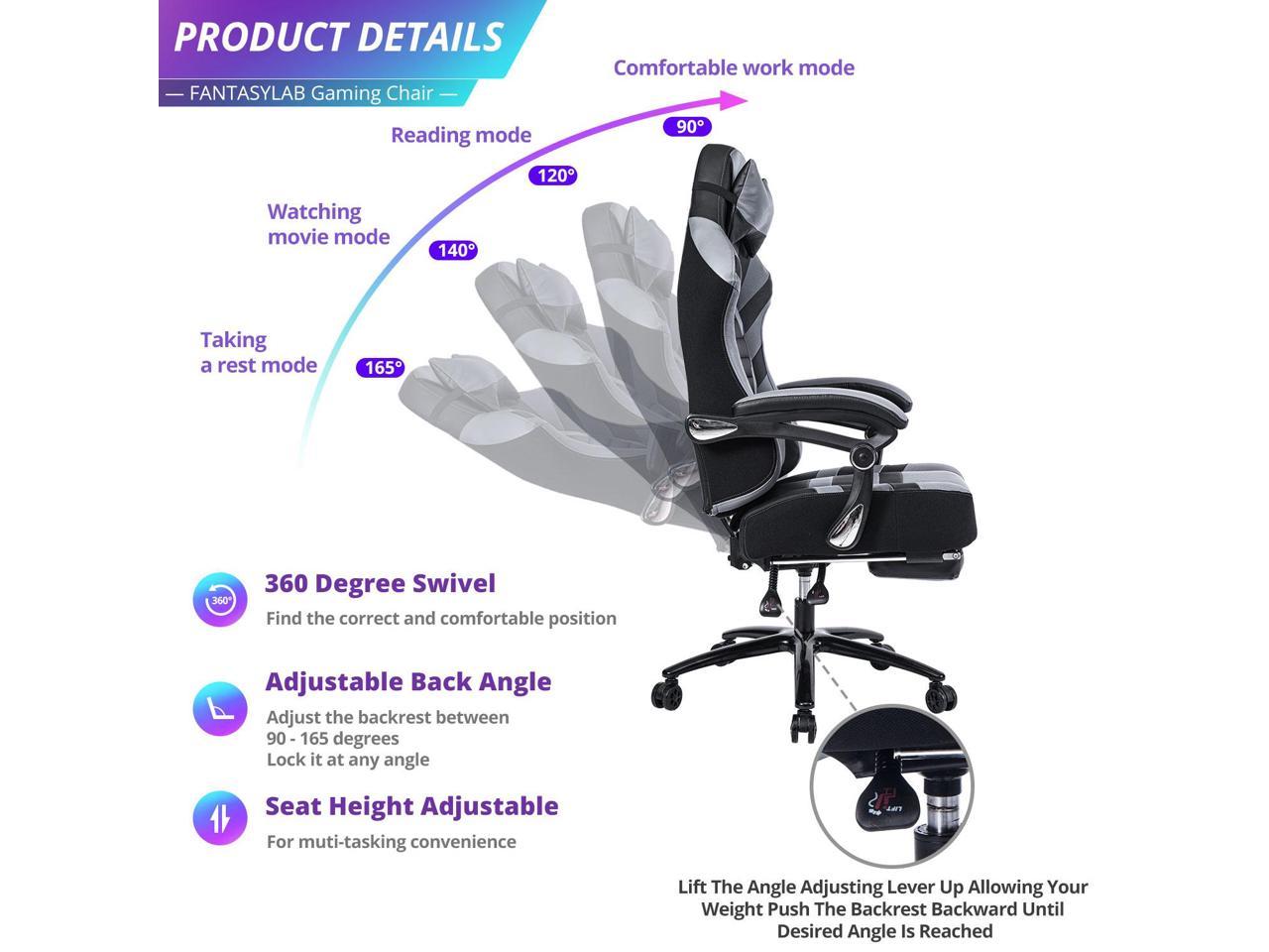 KILLABEE Big and Tall 400lb Massage Memory Foam Gaming Chair ...