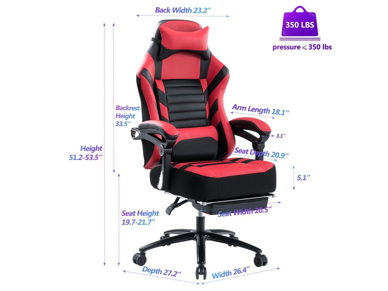 KILLABEE Big and Tall 400lb Massage Memory Foam Gaming Chair Adjustable Tilt, Back Angle and