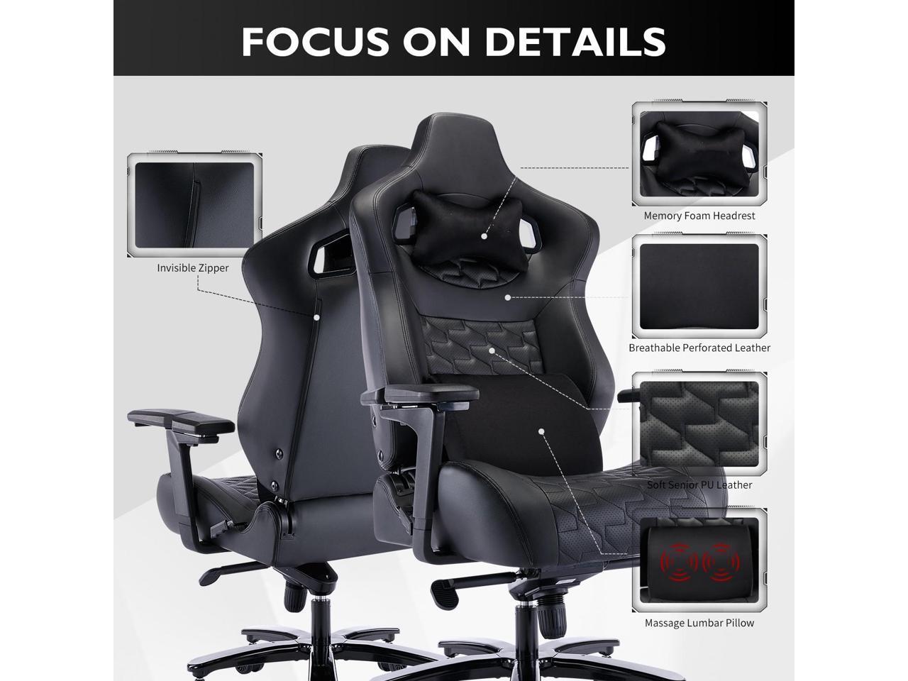 Fantasylab Big and Tall Gaming Chair Gaming Chair 440lb with 3D Flipup