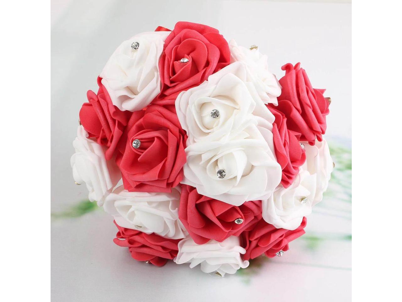 red and white foams with rose