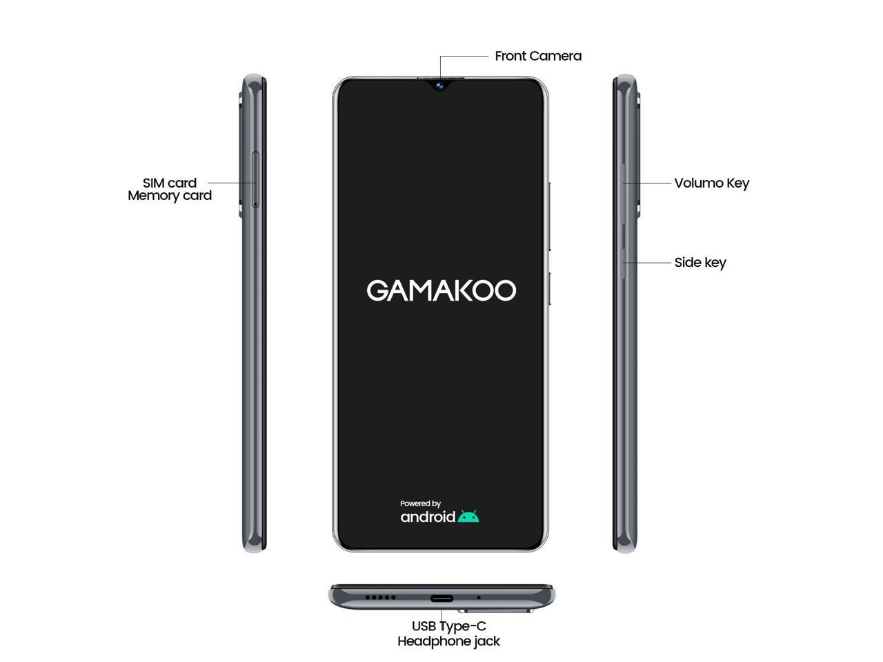 GAMAKOO K50 Unlocked Cell Phone 128GB+4GB Dual SIM 6.53" HD+ Display Android 10.0 OctaCore