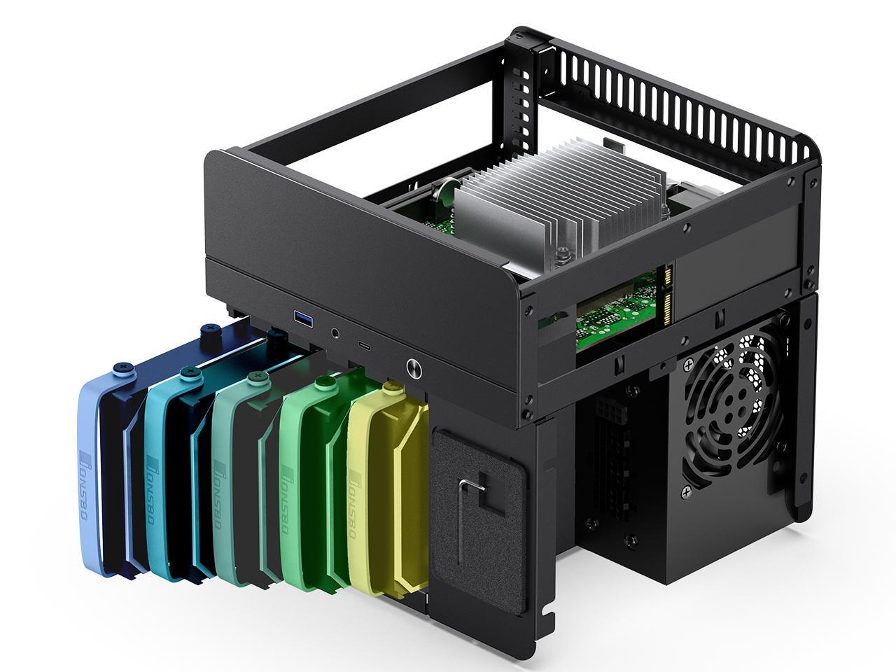 JONSBO N2 BLACK Mini NAS Case ITX, 5+1 Disk Bays Mini Aluminum with