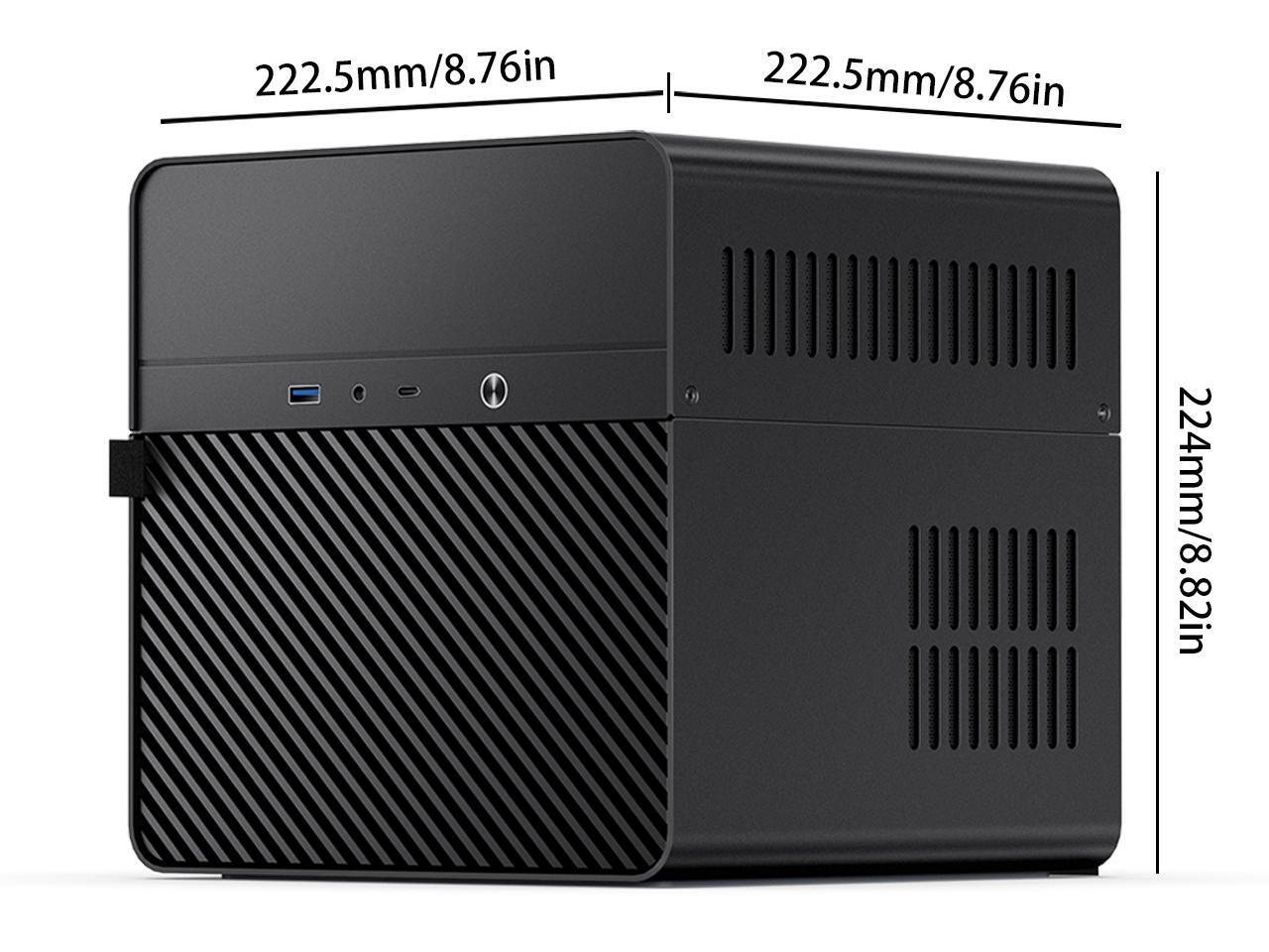 JONSBO N2 BLACK Mini NAS Case ITX, 5+1 Disk Bays Mini Aluminum with Steel Plate Case, Builtin