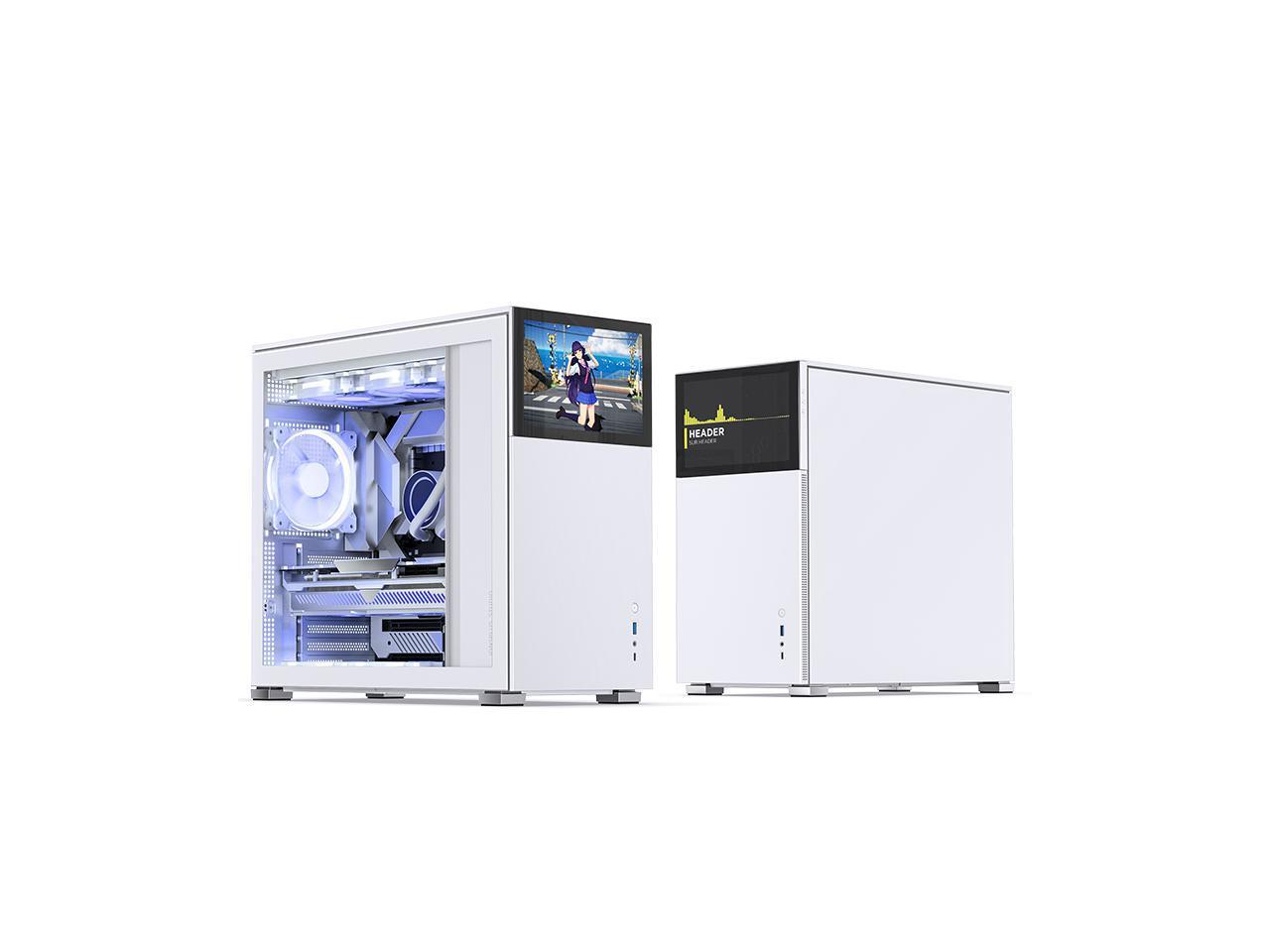 Jonsbo D Mesh Sc White Atx Computer Case With Sub Hd Lcd Display Support Mb Atx M Atx