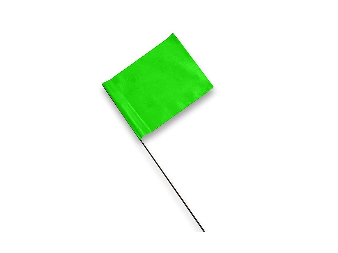 100-Pack Markers 4 X 5-Inch On 15-Inch Steel Wire Green Color Marking Flags 