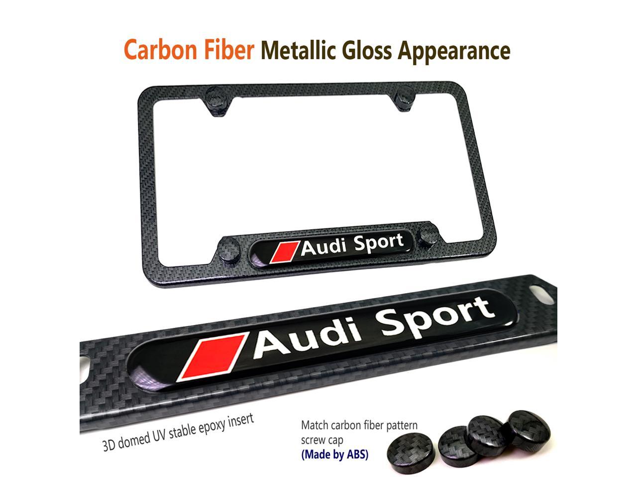Carbon Fiber License Plate Frame for Audi Sport Logo Black Aluminum Car Tag Holder Cover For