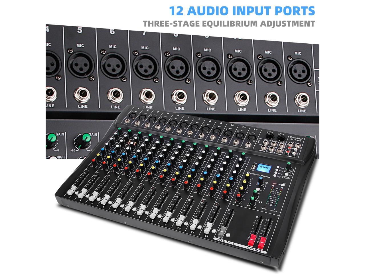 Depusheng DT12 Professional Audio Mixer 12 Channel DJ Interface mixer ...