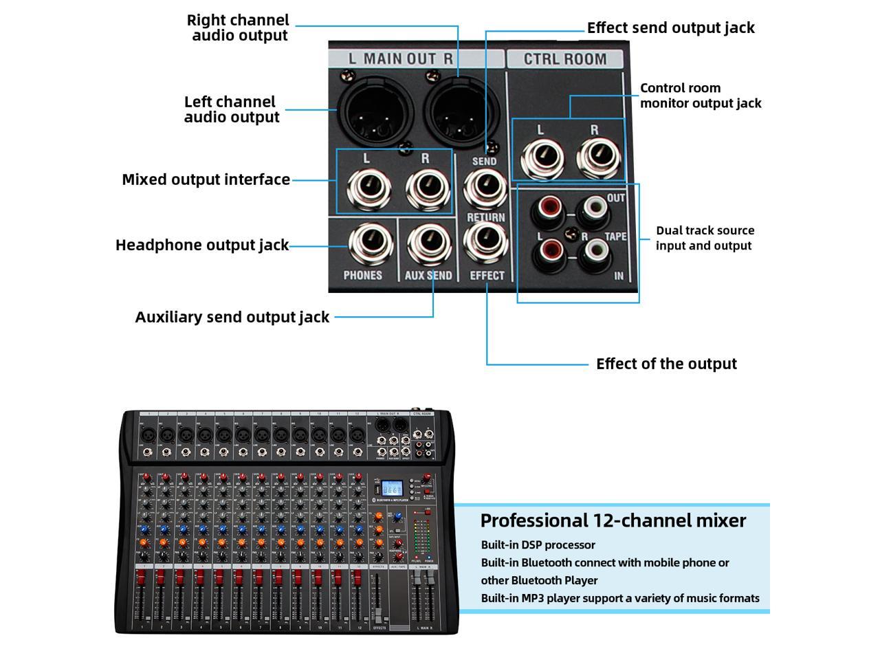 Depensheng DX12 Professional audio mixer DJ Sound Controller Interface ...