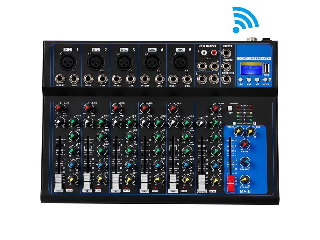 Depusheng HT7 Audio Mixer Portable Bluetooth USB DJ Sound Mixing