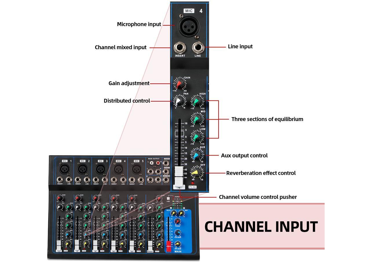 Depusheng HT7 Audio Mixer Portable Bluetooth USB DJ Sound Mixing ...