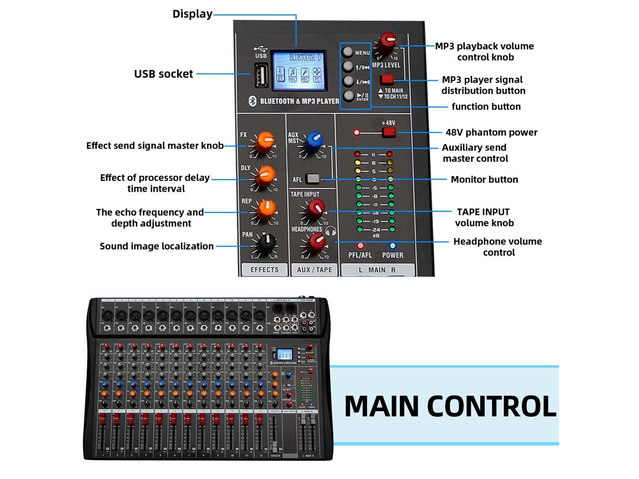 Depensheng DX12 Professional audio mixer DJ Sound Controller Interface ...