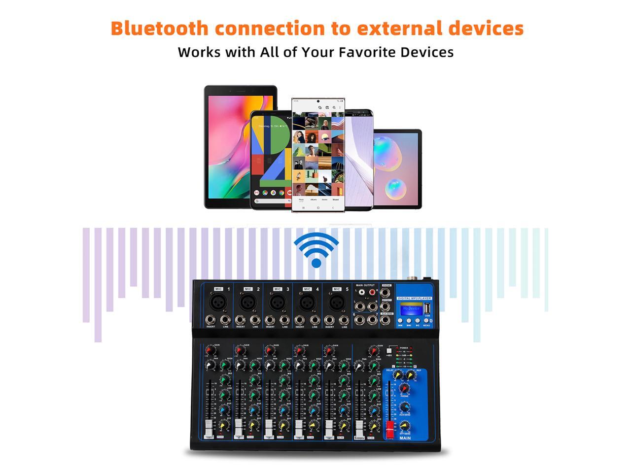 Depusheng HT7 Audio Mixer Portable Bluetooth USB DJ Sound Mixing