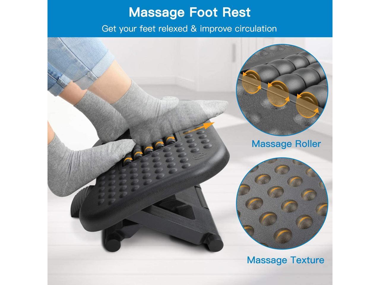 Under Desk Foot Rest with 2 Adjustable Heights Feet Support for Chair with Massage Surface for Maximum Comfort in Office Home HUANUO Ergonomic Footrest 