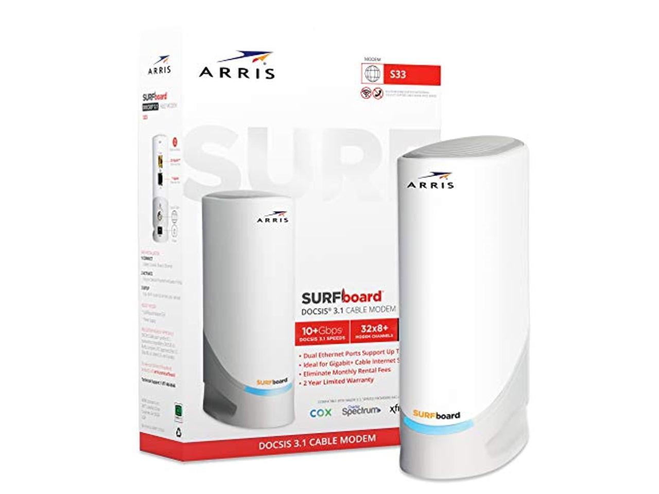 arris surfboard s33 docsis 3.1 multigigabit cable modem with 2.5 gbps