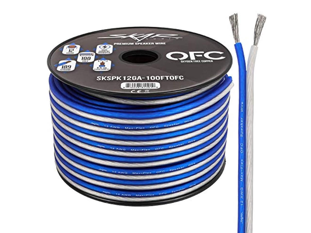 Skar Audio 12 Gauge (AWG) Elite Oxygen-Free Copper Audio Speaker Wire - 100  Feet (Blue/White) - Newegg.com