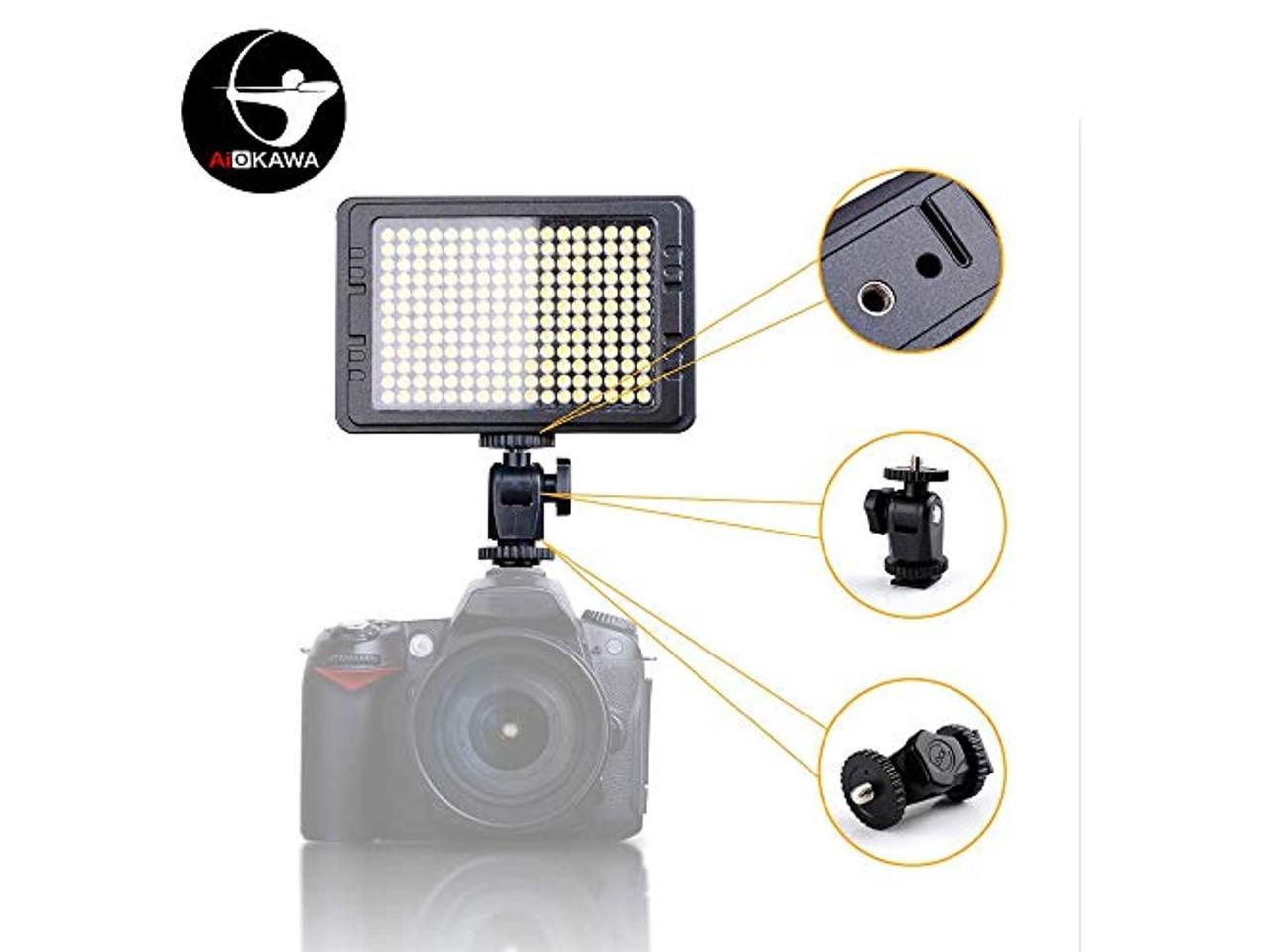AIOKAWA Premium On Camera Video Light Photo Dimmable 204 LED Panel with 1/4 Thread for Canon Sony and Other DSLR Cameras Nikon Bi-Color 3200K-5600K Bright LED Fill Light 10 Year Warranty! 