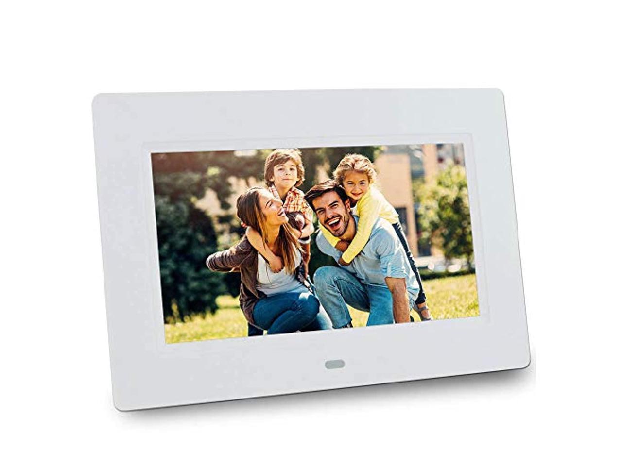 Remote Control Auto Rotate Digital Picture Frame with 1080P Video 7 Inch Black Music Slide Show Time,1280x800 16:9 Digital Photo Frame with IPS Screen Photo Calendar 
