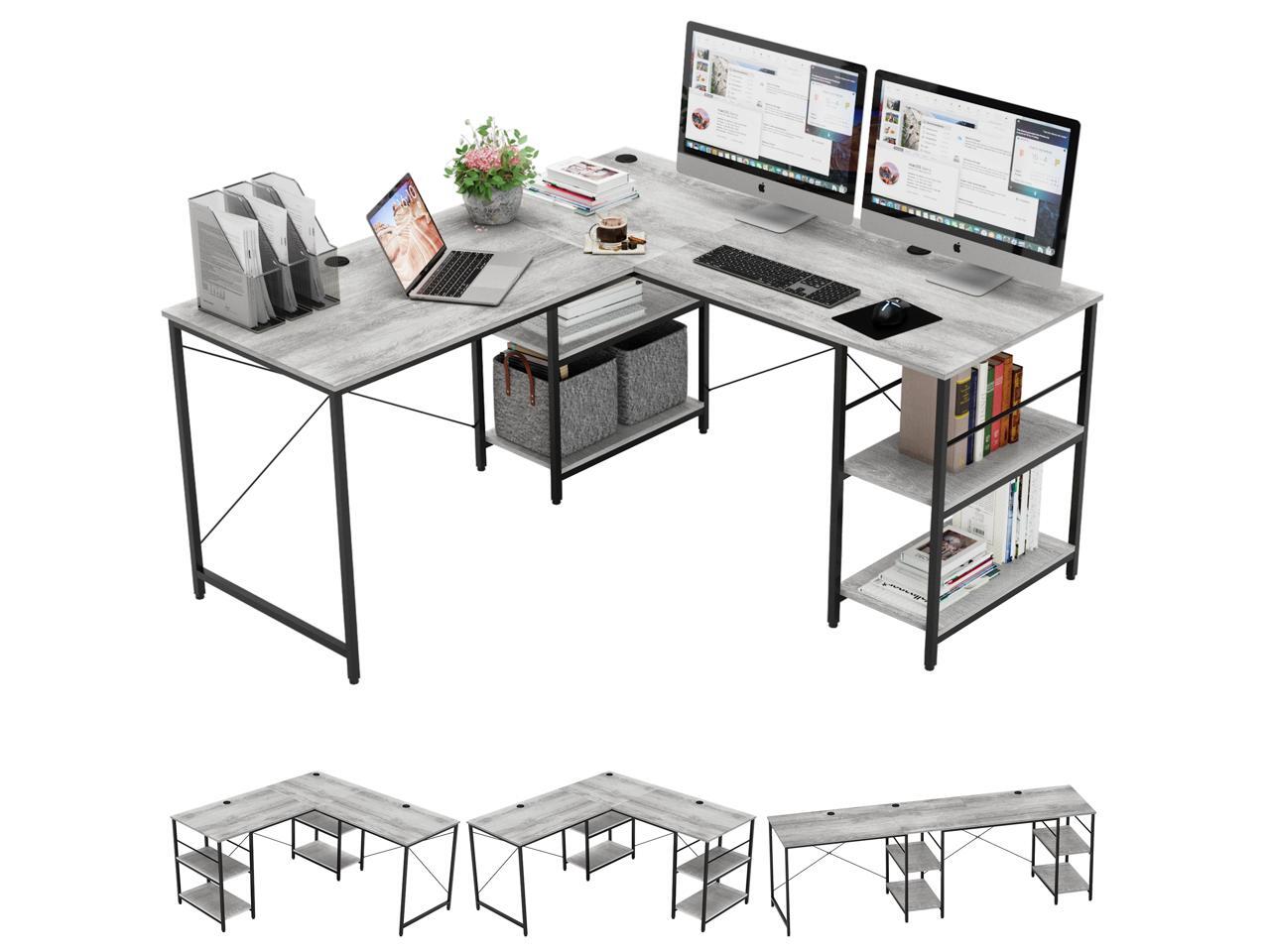 Bestier L Shaped Desk 95.2 Inch with Power Outlet Reversible Corner Office Desk or 2 Person Long Table for Home Large Gaming Writing Workstation with Monitor Stand and 2 Cable Holes Oak Bestier L Shaped Desk 95.2 Inch with Power Outlet Reversible Corner Office Desk or 2 Person Long Table for Home Large Gaming Writing Workstation with Monitor Stand and 2 Cable Holes Oak