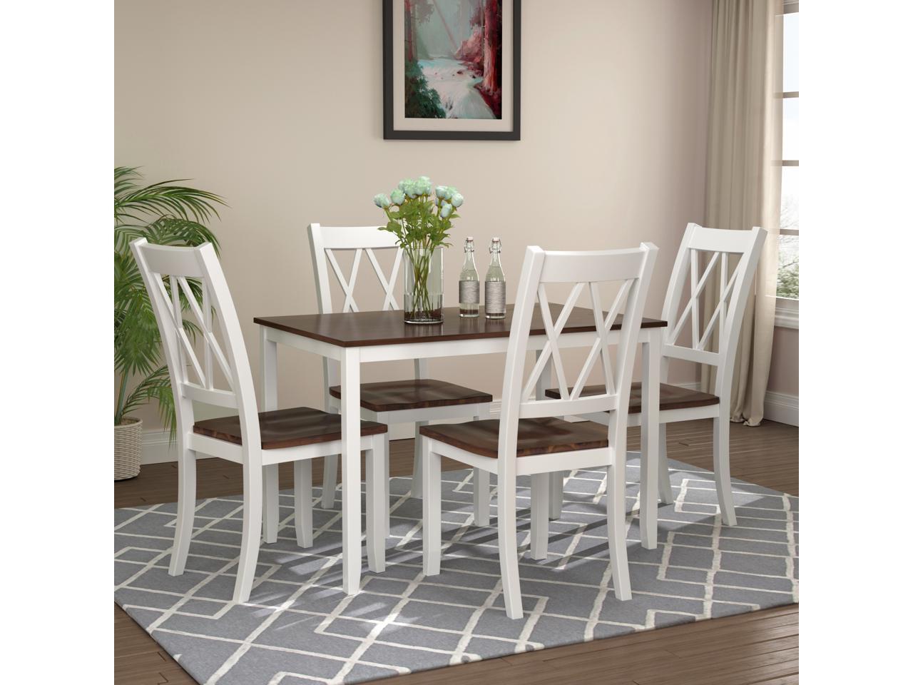 HILERO 5 Pcs Modern Counter Height Table Set with 4 Chairs for Dining