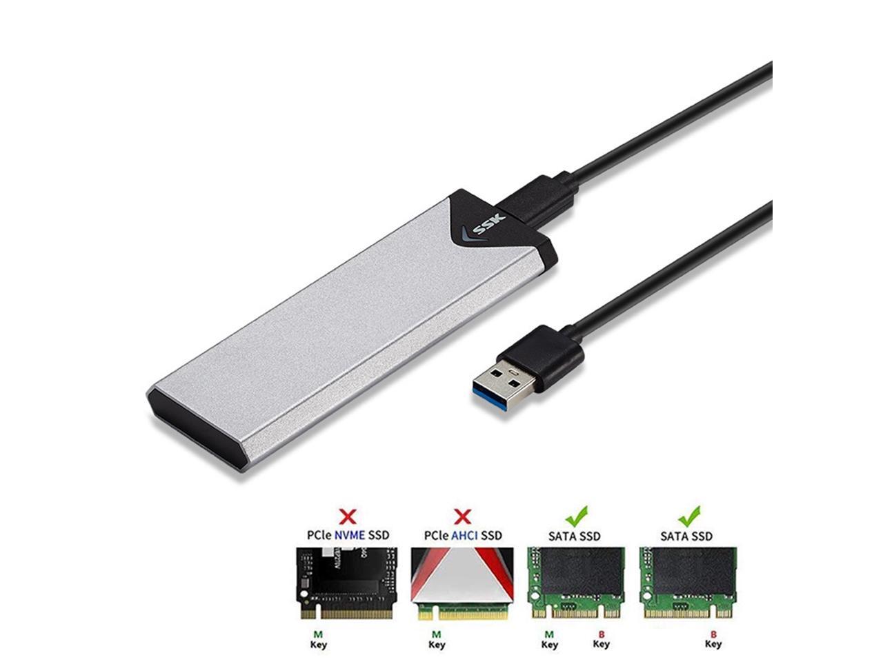 Ssk aluminum usb 3 1 3 2 to m 2 ngff ssd enclosure adapter external