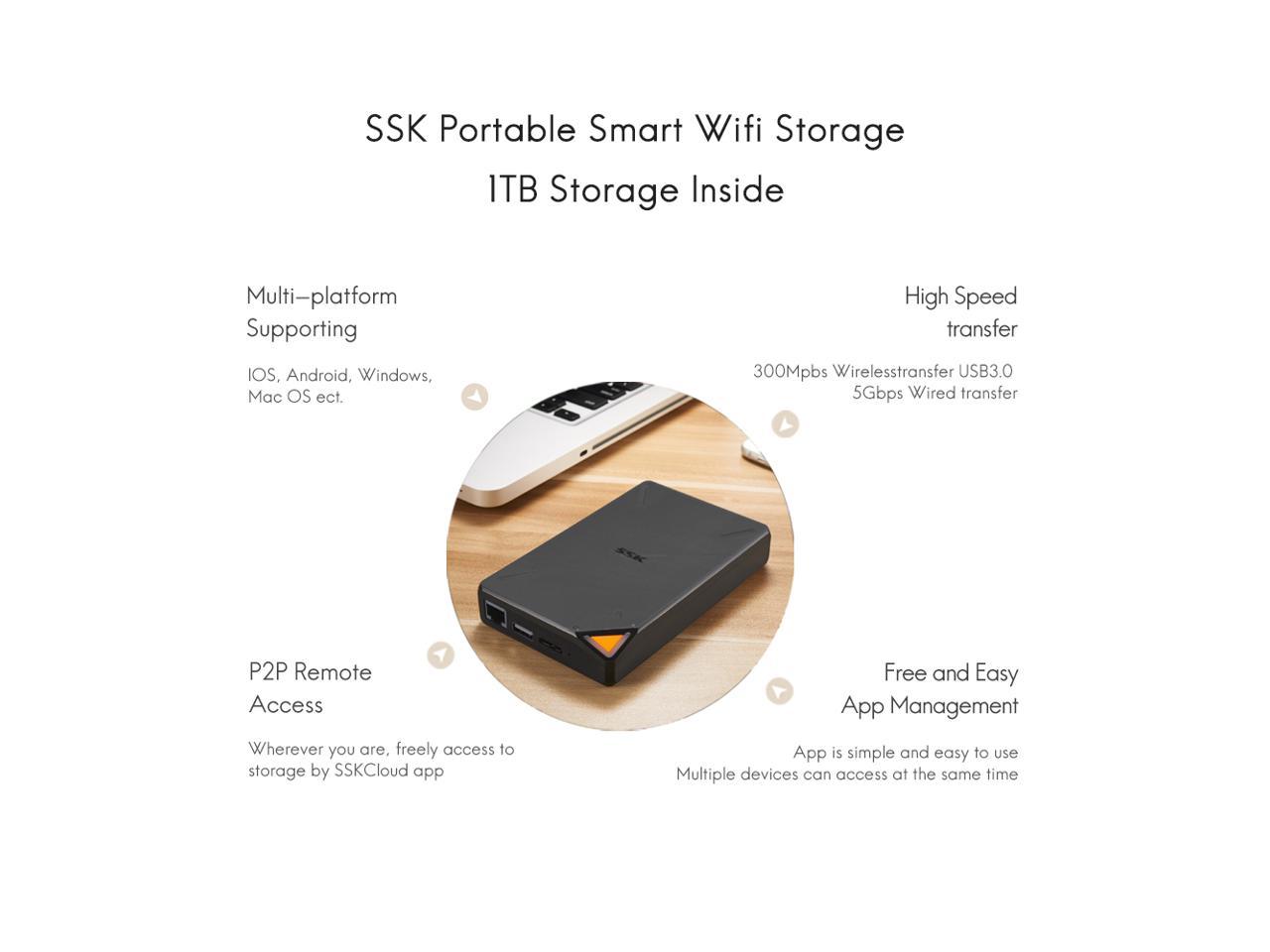 Bundles SSK 4TB Personal Cloud Network Attached Storage Support Auto-Backup,Home Office Storage NAS and SSK 2TB Portable NAS External Wireless Hard Drive with Own Wi-Fi Hotspot 
