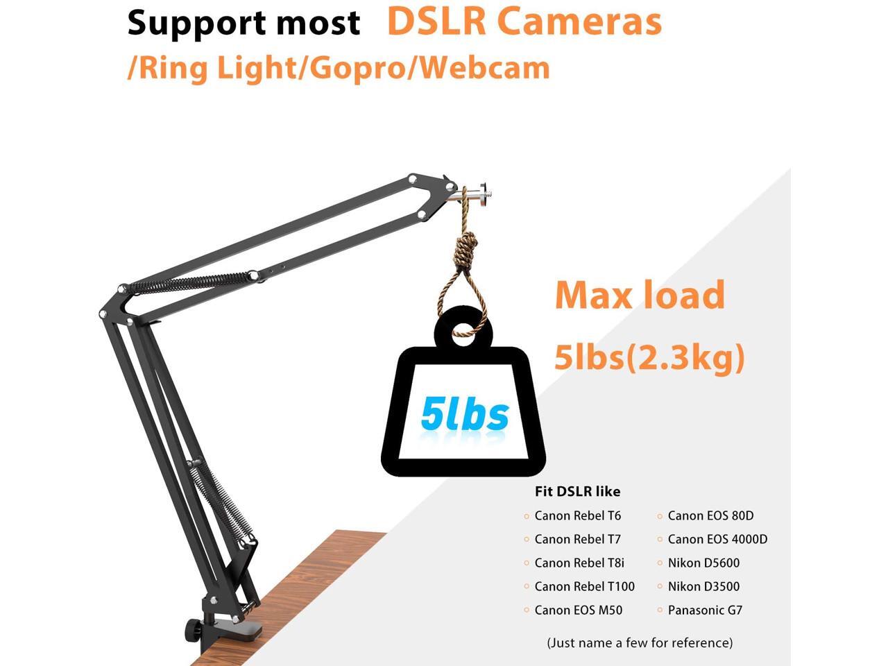 LenTok Overhead Tripod for DSLR Cameras,Heavy Duty Camera Desk Mount Stand with Flexible