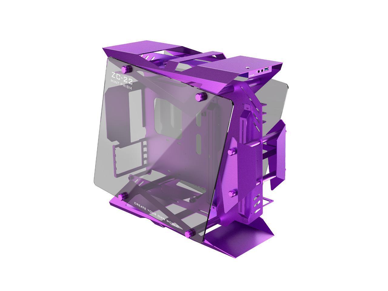 Zeaginal ZC-22 Purple ATX Tempered Glass Mini Computer Case Support ...