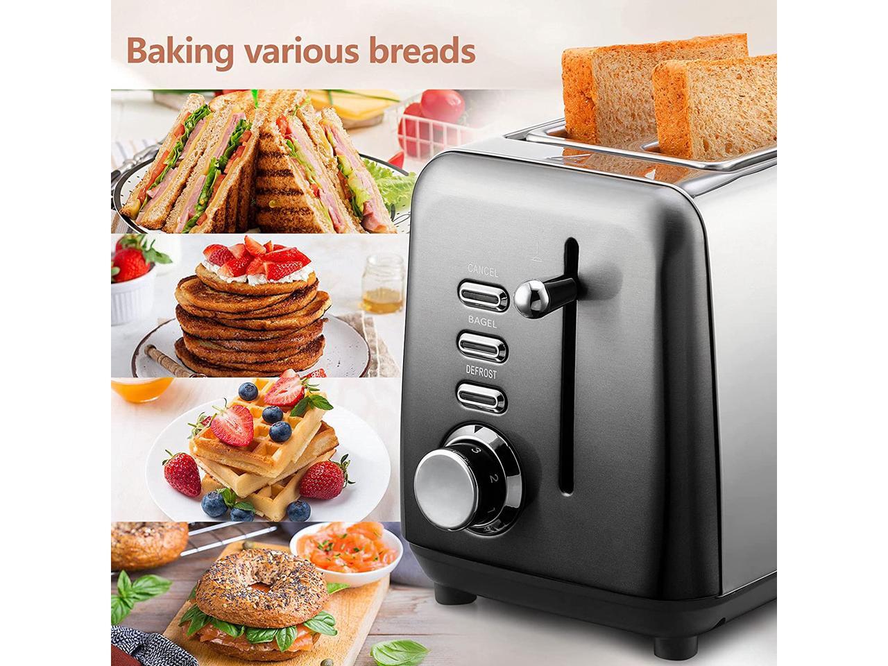 2 Slice Toaster, FIMEI Stainless Steel Bagel Bread Toasters with Extra