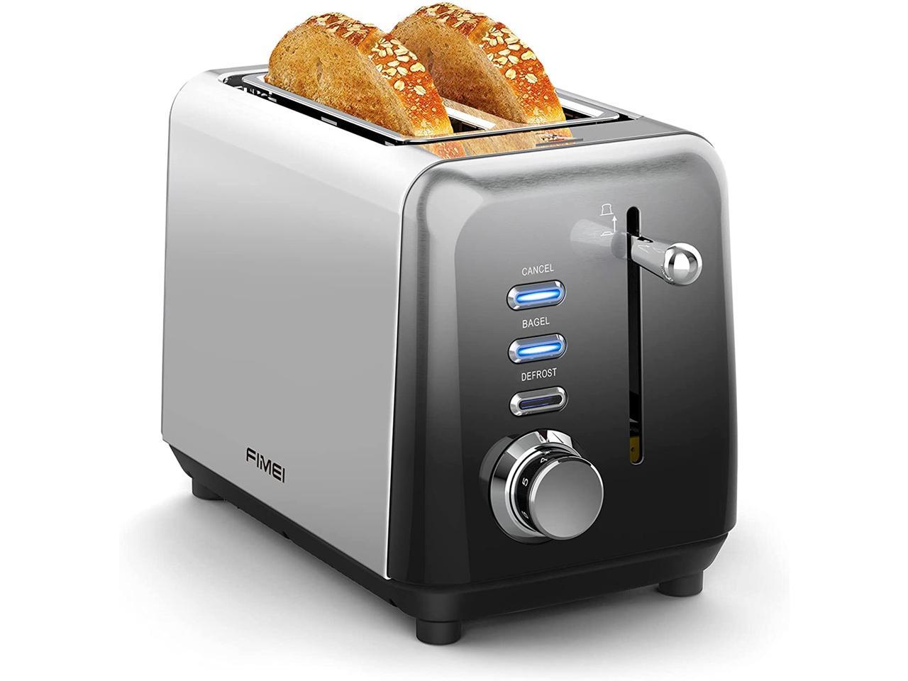 Electric Bagel 2 Wide Slice Toaster Defrost Reheat 6 Level Browning Control BLK 