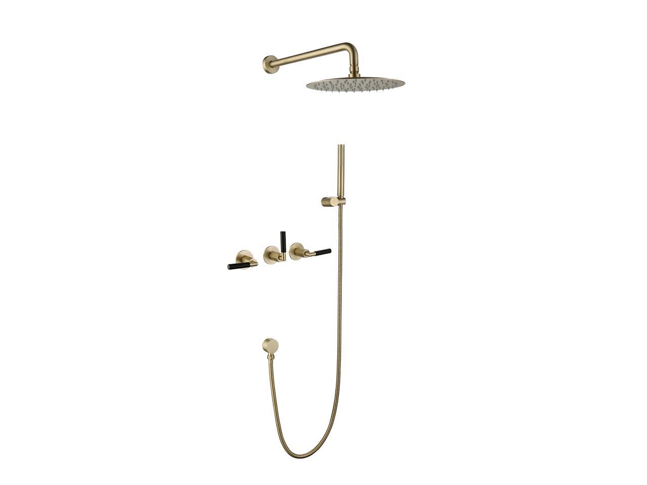 3 Handles Wall Mounted Bathroom Handheld Shower Combo with 10 Inch