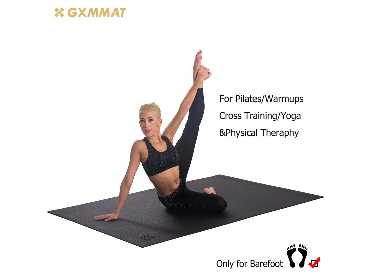 Gxmmat Large Yoga Mat For Pilates Stretching Home Black 